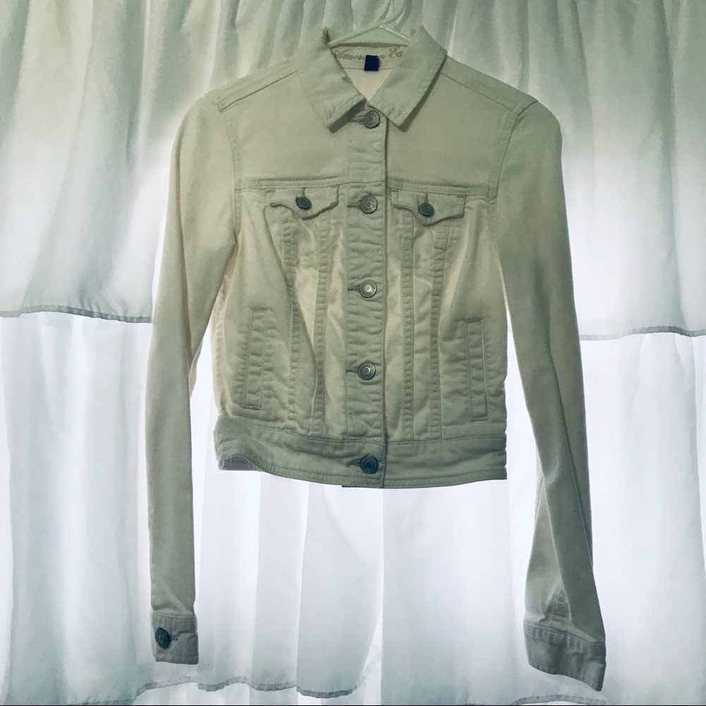 American Eagle White Jean Jacket